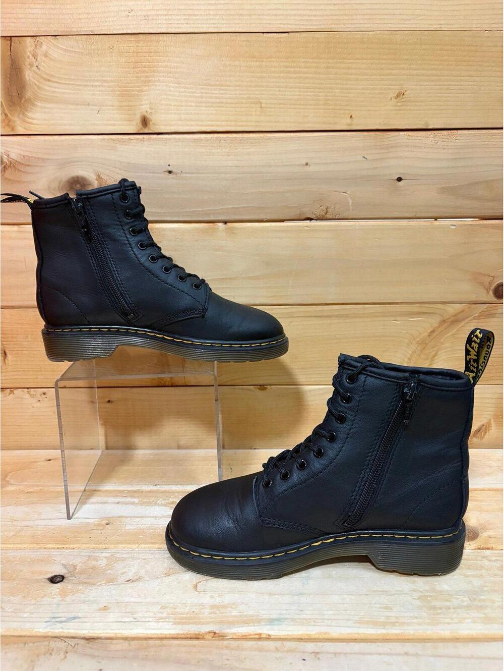 Doc Martens Air Wair 1460J Black Combat Boots Size Kids US 2 - Picture 2 of 5